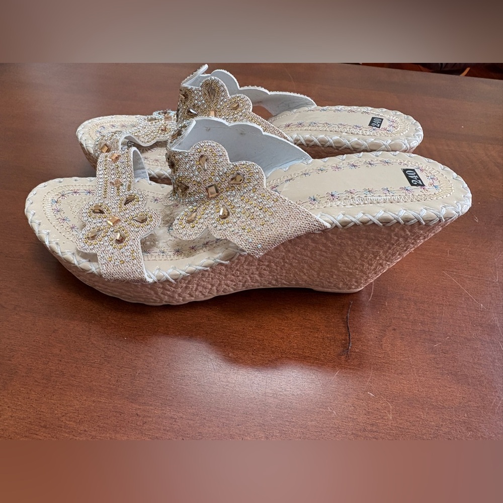 NWT Embellished wedge sandals ladies uk size 38